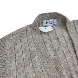 Vtg Antartex Sweater Sz Medium Beige Grandpa New Wool Fair Isle Cable Knit Y2k